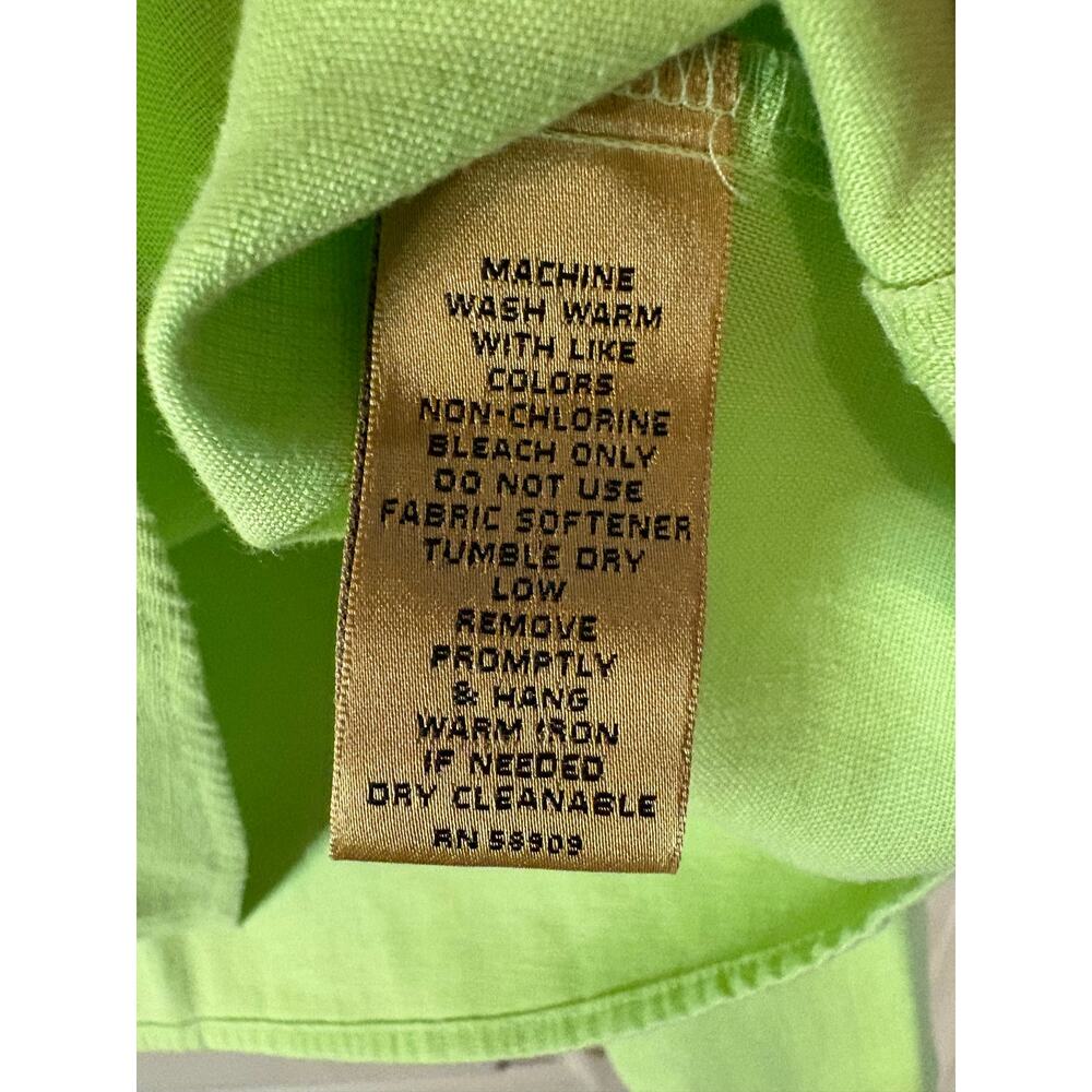 Investments Gold Label 18W Lime Green Button-Down Shirt 100% Hemp Cargo Pockets - Picture 4 of 5
